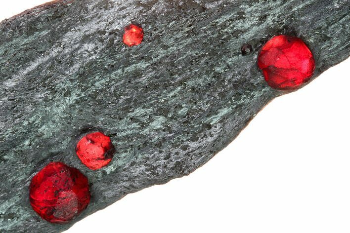 Plate of Five Red Embers Garnets in Graphite - Massachusetts #165512